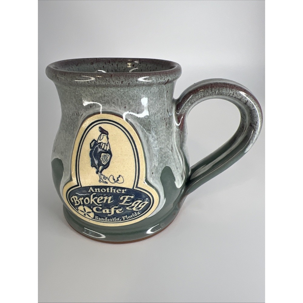 Deneen Pottery Another Broken Egg Cafe Destin Florida Hand Thrown Green Drip‎